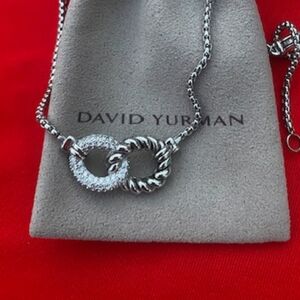 David Yurman 925 Silver Belmont  Curb Link  Pendant  Necklace